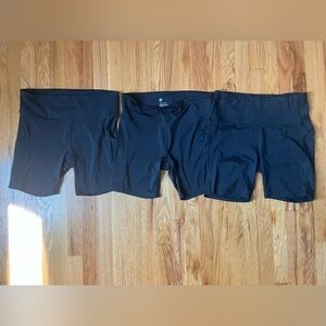 Three Pairs All in Motion 7” Black  Women’s Athletic Shorts Size Large